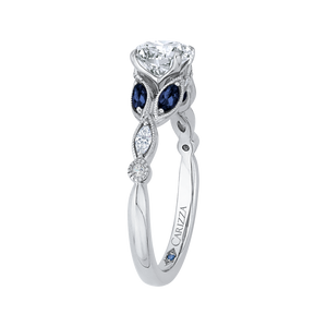14K White Gold Round Diamond Engagement Ring with Sapphire (Semi-Mount) - John Thomas Jewelers.