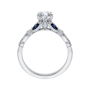 14K White Gold Round Diamond Engagement Ring with Sapphire (Semi-Mount) - John Thomas Jewelers.