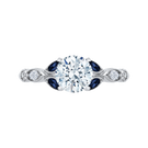 14K White Gold Round Diamond Engagement Ring with Sapphire (Semi-Mount) - John Thomas Jewelers.