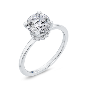 14K White Gold Round Cut Diamond Classic Engagement Ring (Semi-Mount) - John Thomas Jewelers.