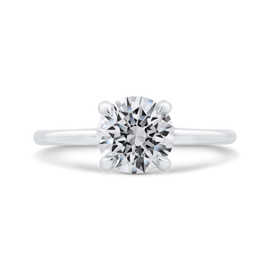 14K White Gold Round Cut Diamond Classic Engagement Ring (Semi-Mount) - John Thomas Jewelers.