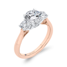 14K Two-Tone Gold Round Diamond Three-Stone Engagement Ring - John Thomas Jewelers.