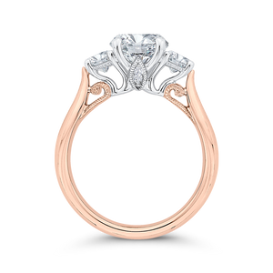 14K Two-Tone Gold Round Diamond Three-Stone Engagement Ring - John Thomas Jewelers.