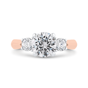 14K Two-Tone Gold Round Diamond Three-Stone Engagement Ring - John Thomas Jewelers.