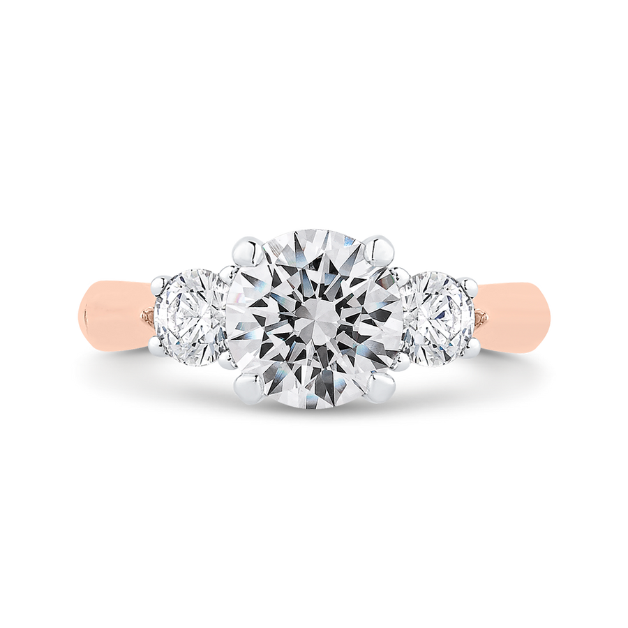 14K Two-Tone Gold Round Diamond Three-Stone Engagement Ring - John Thomas Jewelers.