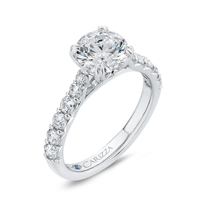 Round Cut Diamond Engagement Ring In 14K White Gold (Semi-Mount) - John Thomas Jewelers.