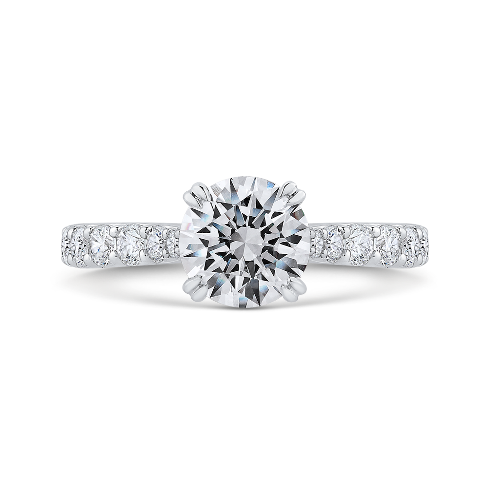 Round Cut Diamond Engagement Ring In 14K White Gold (Semi-Mount) - John Thomas Jewelers.