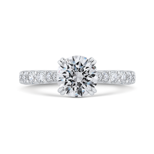 Round Cut Diamond Engagement Ring In 14K White Gold (Semi-Mount) - John Thomas Jewelers.