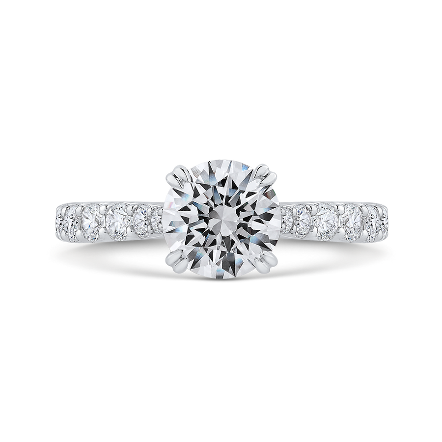 Round Cut Diamond Engagement Ring In 14K White Gold (Semi-Mount) - John Thomas Jewelers.