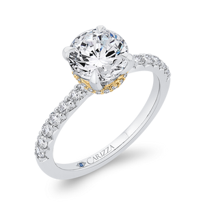14K Two-Tone Gold Diamond Engagement Ring (Semi-Mount)