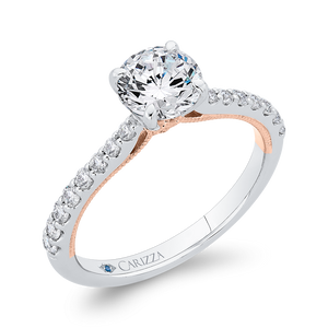 14K Two-Tone Gold Round Diamond Engagement Ring (Semi-Mount)