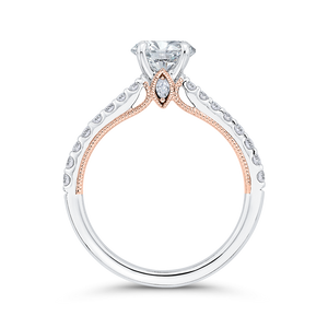 14K Two-Tone Gold Round Diamond Engagement Ring (Semi-Mount)