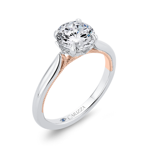 14K Two-Tone Gold Round Diamond Floral Engagement Ring (Semi-Mount) - John Thomas Jewelers.