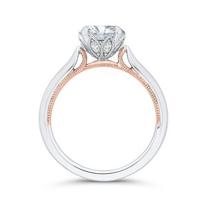 14K Two-Tone Gold Round Diamond Floral Engagement Ring (Semi-Mount) - John Thomas Jewelers.