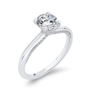 14K White Gold Round Diamond Halo Engagement Ring (Semi-Mount)