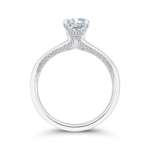 14K White Gold Round Diamond Halo Engagement Ring (Semi-Mount)