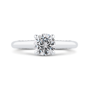 14K White Gold Round Diamond Halo Engagement Ring (Semi-Mount)
