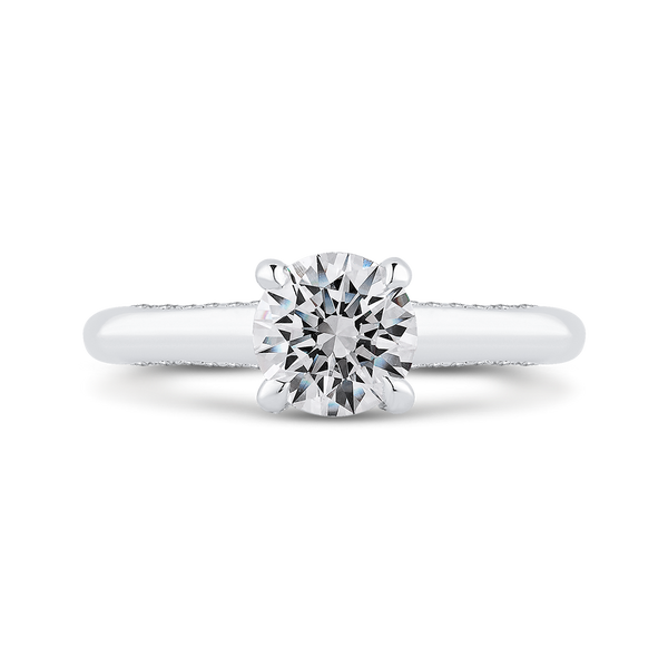 14K White Gold Round Diamond Halo Engagement Ring (Semi-Mount)