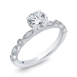 Round Diamond Engagement Ring In 14K White Gold (Semi-Mount)