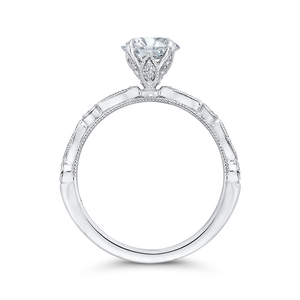 Round Diamond Engagement Ring In 14K White Gold (Semi-Mount)