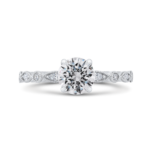 Round Diamond Engagement Ring In 14K White Gold (Semi-Mount)