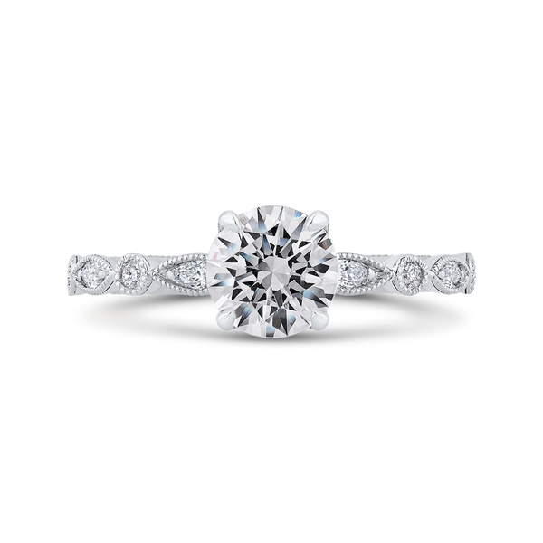 Round Diamond Engagement Ring In 14K White Gold (Semi-Mount)