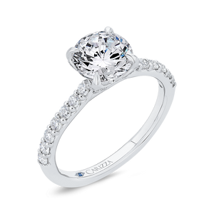 Engagement Ring In 14K White Gold - Round Diamond (Semi-Mount)