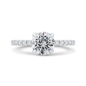 Engagement Ring In 14K White Gold - Round Diamond (Semi-Mount)