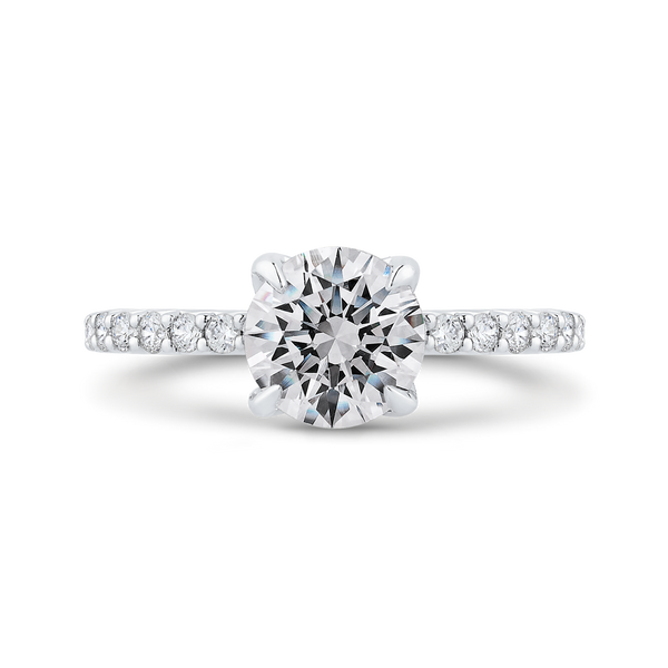 Engagement Ring In 14K White Gold - Round Diamond (Semi-Mount)