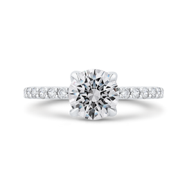 Engagement Ring In 14K White Gold - Round Diamond (Semi-Mount)