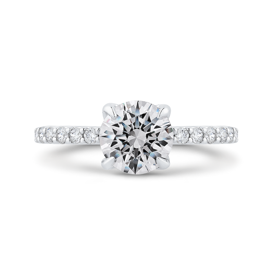 Engagement Ring In 14K White Gold - Round Diamond (Semi-Mount)