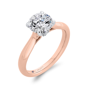 14K Two-Tone Gold Round Diamond Engagement Ring - John Thomas Jewelers.