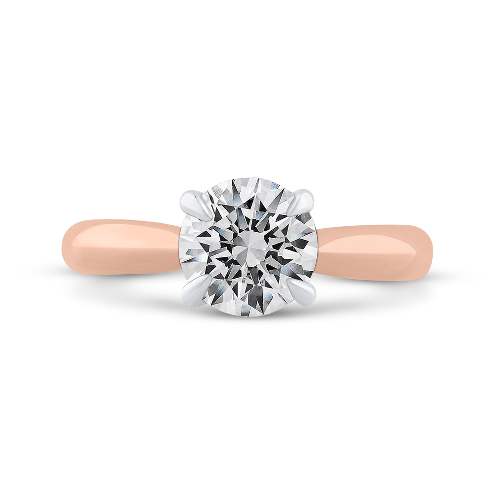 14K Two-Tone Gold Round Diamond Engagement Ring - John Thomas Jewelers.