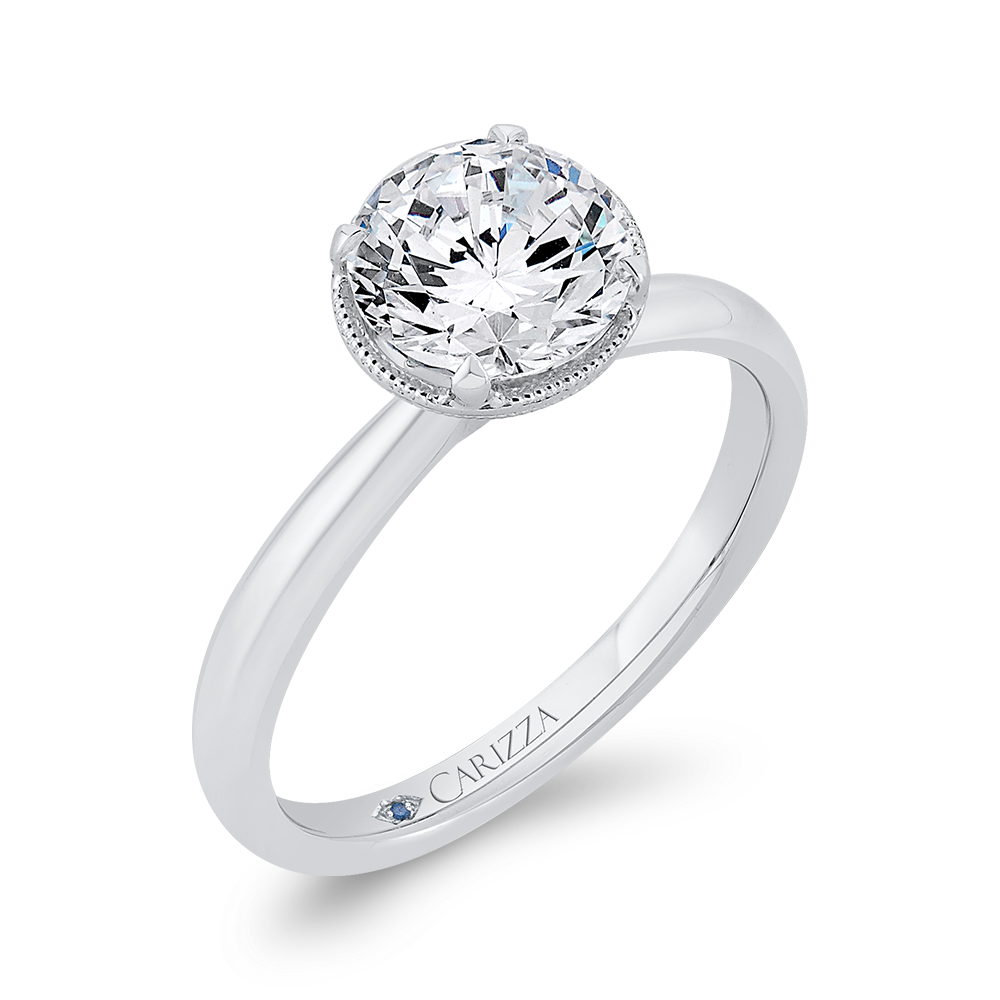 Round 14K White Gold Diamond Engagement Ring (Semi-Mount)
