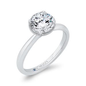 Round 14K White Gold Diamond Engagement Ring (Semi-Mount)