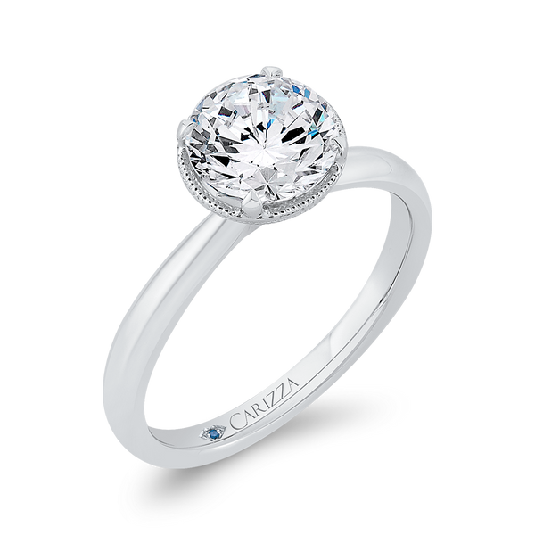Round 14K White Gold Diamond Engagement Ring (Semi-Mount)