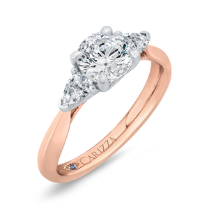 14K Two-Tone Gold Diamond Three-Stone Engagement Ring (Semi-Mount) - John Thomas Jewelers.
