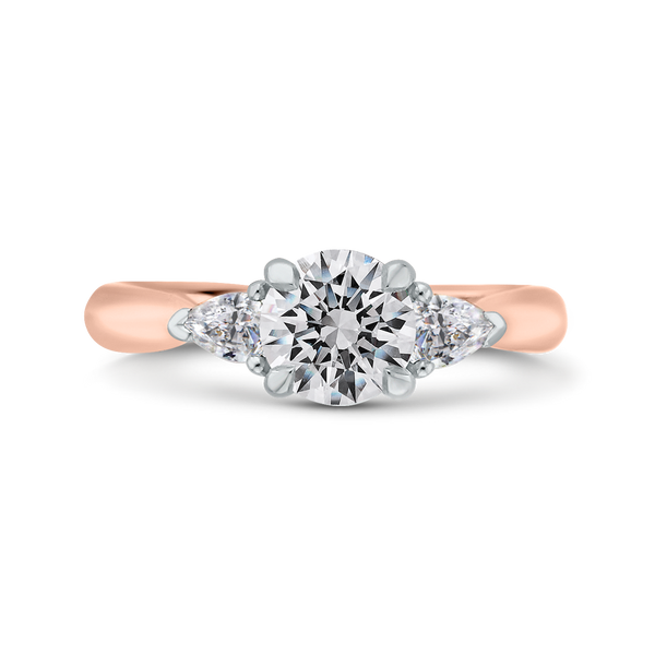 14K Two-Tone Gold Diamond Three-Stone Engagement Ring (Semi-Mount) - John Thomas Jewelers.