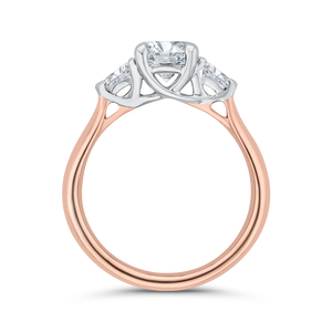 14K Two-Tone Gold Diamond Three-Stone Engagement Ring (Semi-Mount) - John Thomas Jewelers.