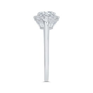 14K White Gold Halo Engagement Ring - Round Diamond  (Semi-Mount)