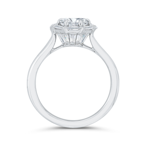 14K White Gold Halo Engagement Ring - Round Diamond  (Semi-Mount)