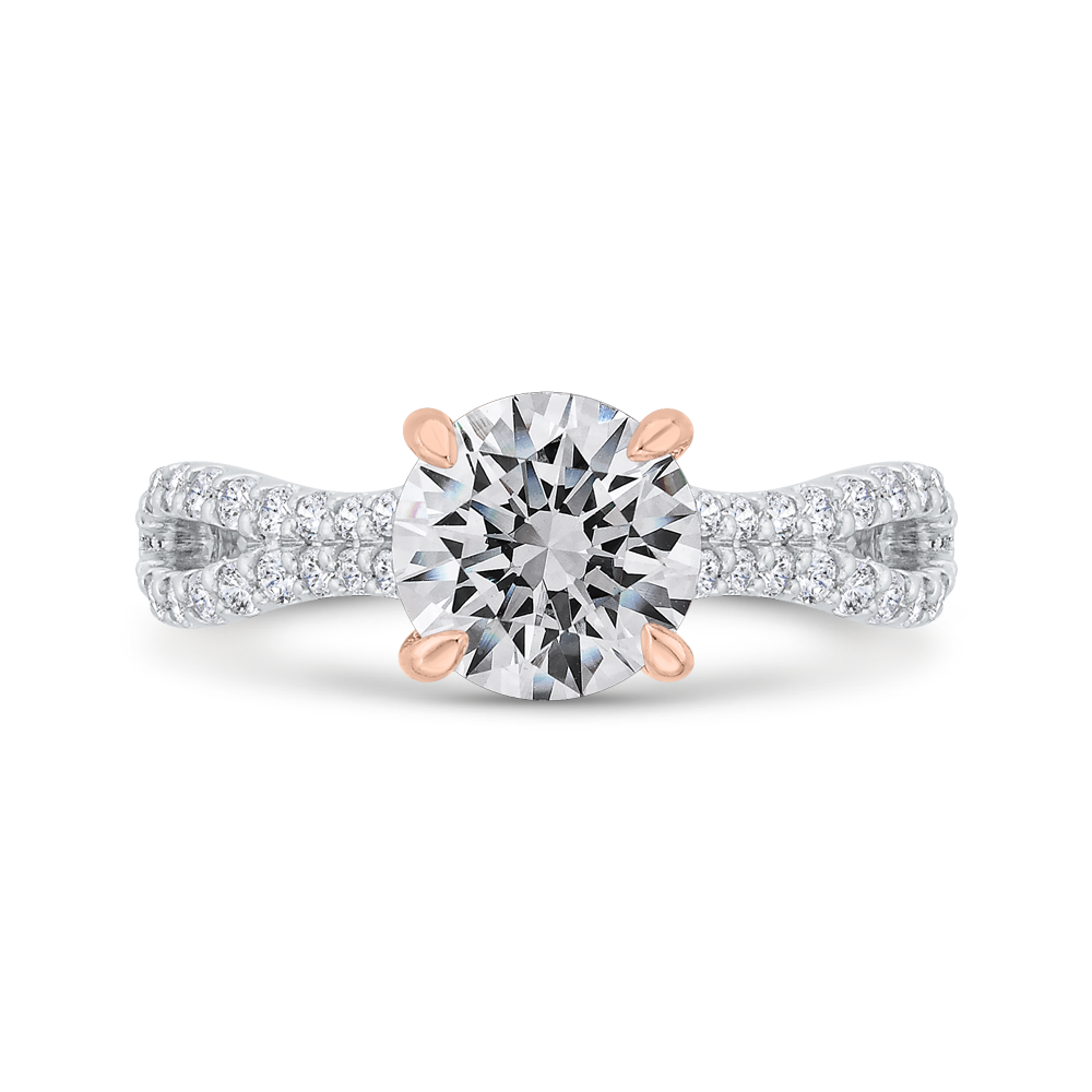 Diamond Engagement Ring with Split Shank In 14K Two-Tone Gold (Semi-Mount) - John Thomas Jewelers.