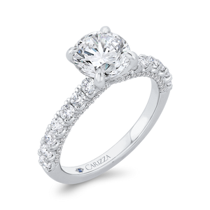 14K White Gold Round Diamond Solitaire Plus Engagement Ring (Semi-Mount) - John Thomas Jewelers.