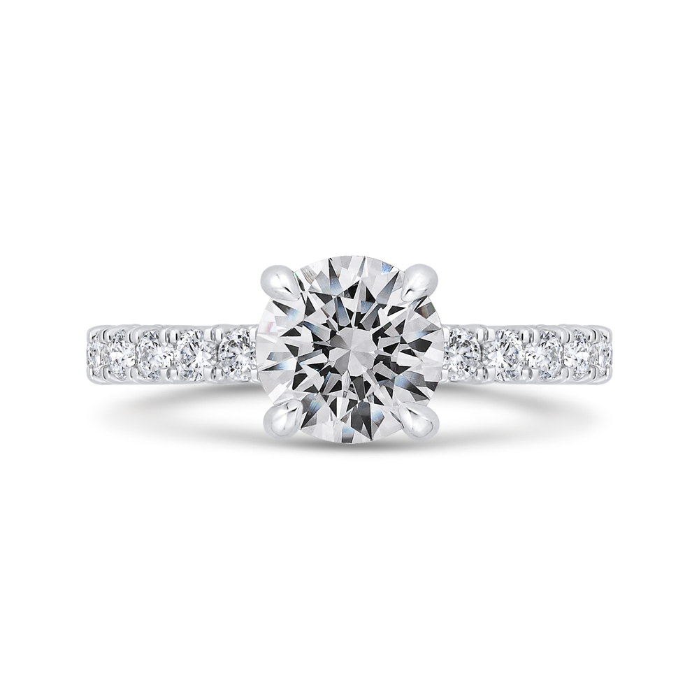 14K White Gold Round Diamond Solitaire Plus Engagement Ring (Semi-Mount) - John Thomas Jewelers.