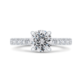 14K White Gold Round Diamond Solitaire Plus Engagement Ring (Semi-Mount) - John Thomas Jewelers.