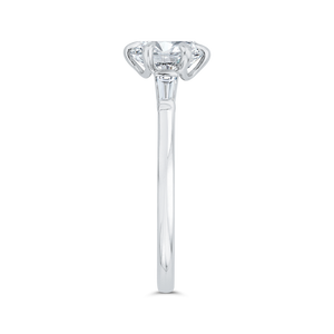 14K White Gold Round Brilliant Center and Baguette Diamond Engagement Ring (Semi-Mount) - John Thomas Jewelers.