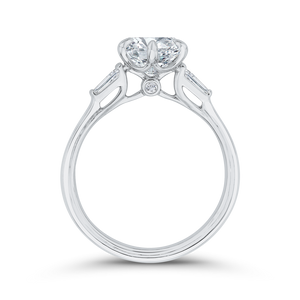 14K White Gold Round Brilliant Center and Baguette Diamond Engagement Ring (Semi-Mount) - John Thomas Jewelers.