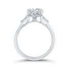 14K White Gold Round Brilliant Center and Baguette Diamond Engagement Ring (Semi-Mount) - John Thomas Jewelers.