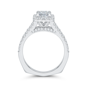14K White Gold Pear Diamond Halo Engagement Ring with Split Shank (Semi-Mount) - John Thomas Jewelers.