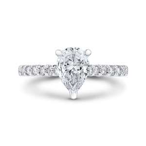 14K White Gold Pear Diamond Engagement Ring (Semi-Mount) - John Thomas Jewelers.